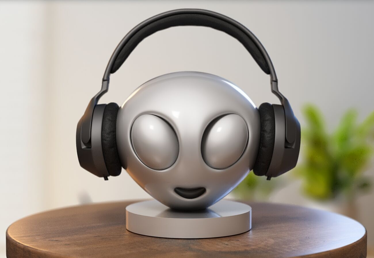 Emoji alien Emoji Headphone Stand Emoji Headset Stand 3D print model_4