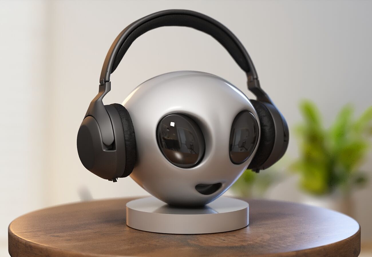 Emoji alien Emoji Headphone Stand Emoji Headset Stand 3D print model_1