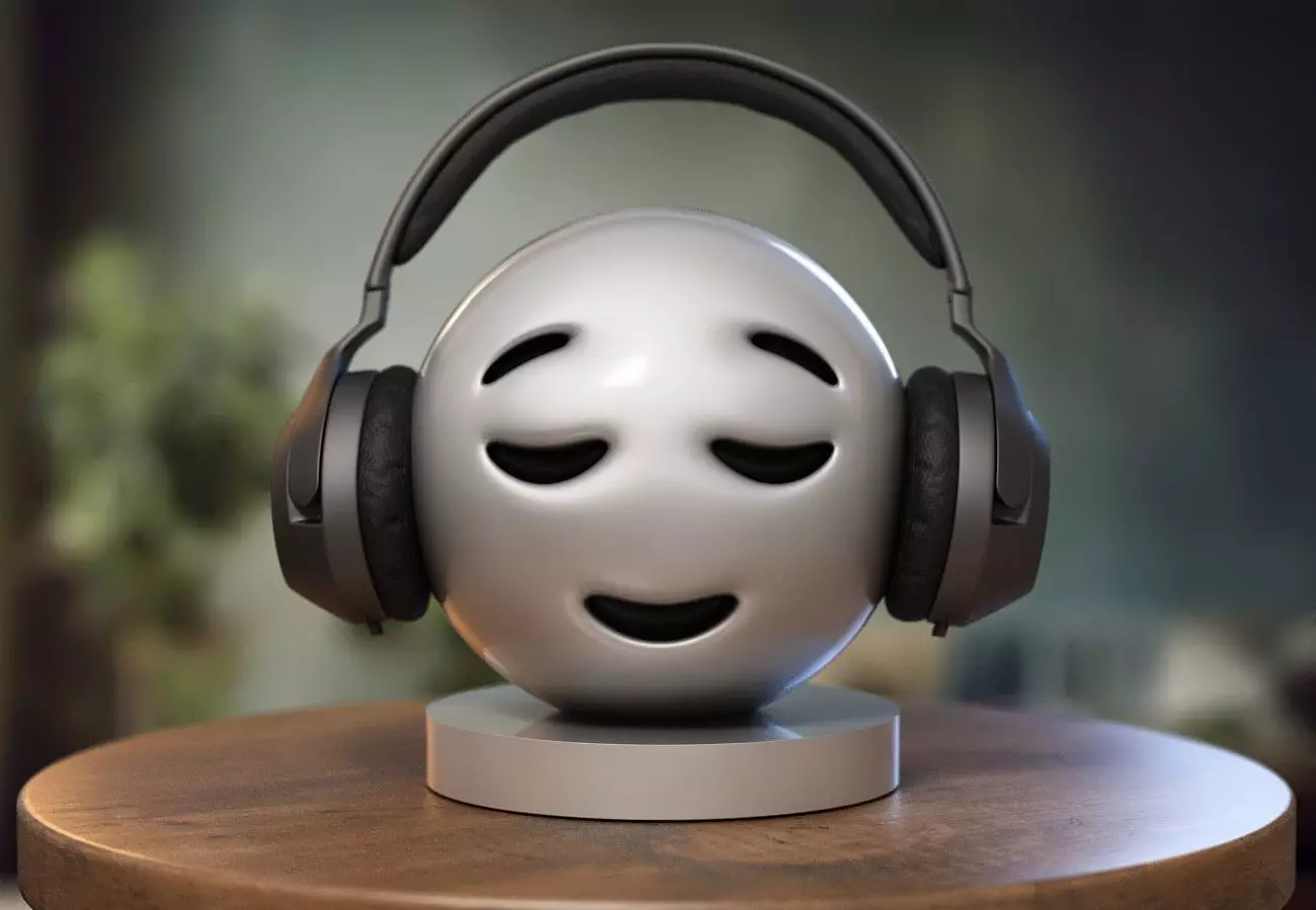 Emoji Relieved face Emoji Headphone Stand 3D print model_0