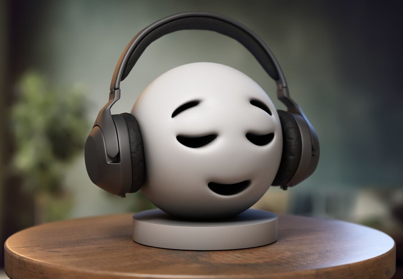 Emoji Relieved face Emoji Headphone Stand 3D print model_3