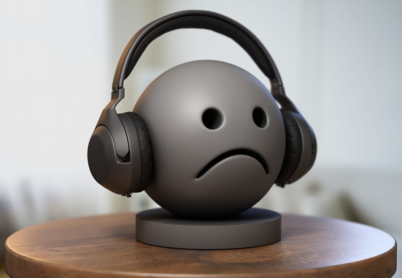Emoji frowing face Emoji Headphone Stand 3D print model_1