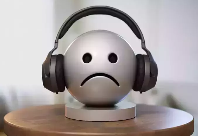 Emoji frowing face Emoji Headphone Stand
