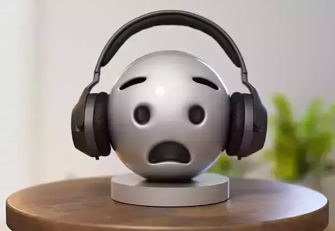 Emoji anguished face Emoji Headphone Stand