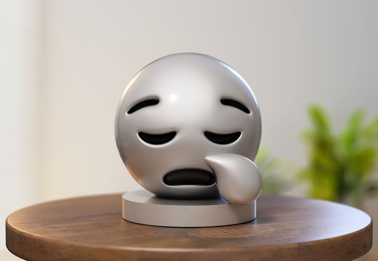 Emoji sleepy face Emoji Headphone Stand 3D print model_1