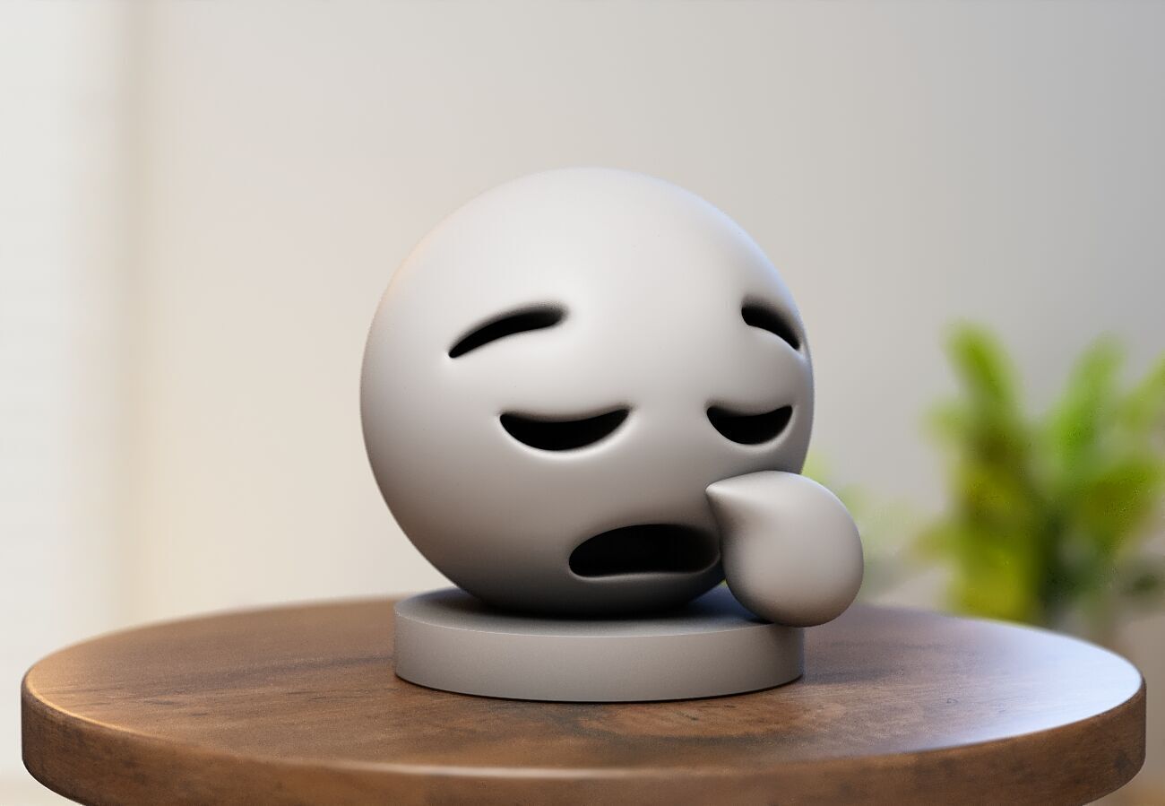 Emoji sleepy face Emoji Headphone Stand 3D print model_4