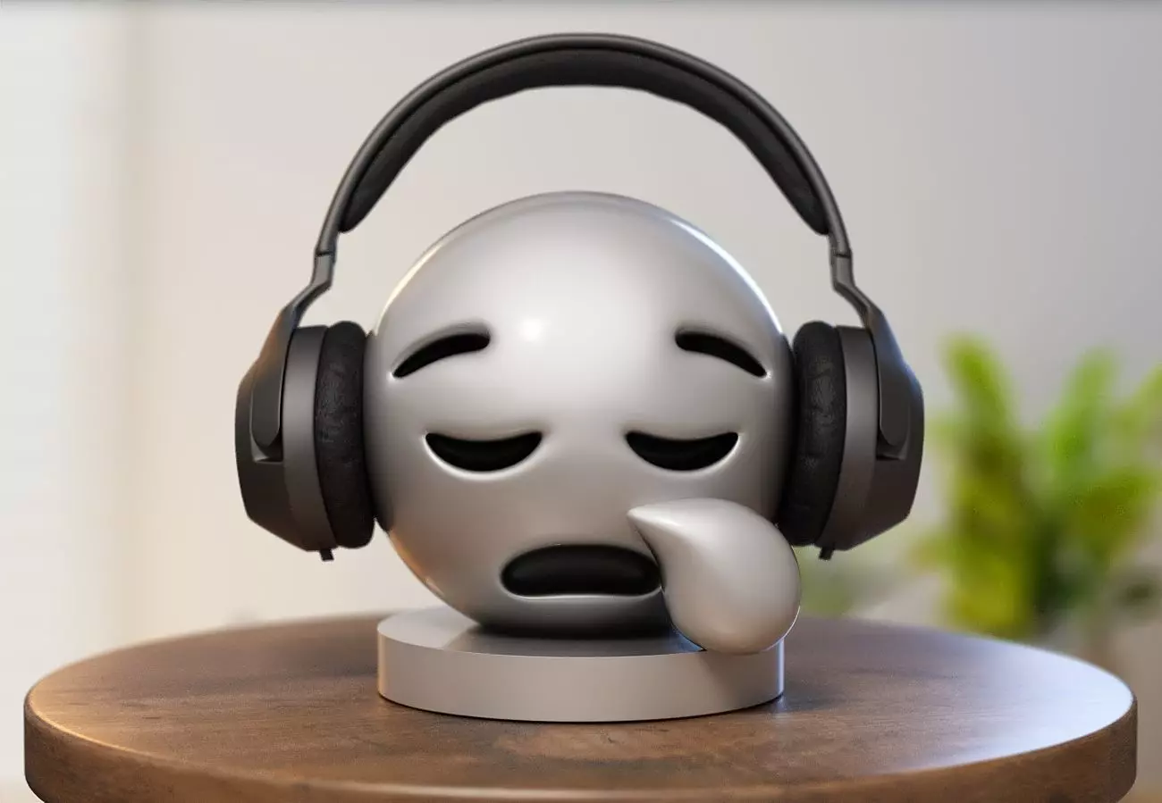Emoji sleepy face Emoji Headphone Stand 3D print model_0