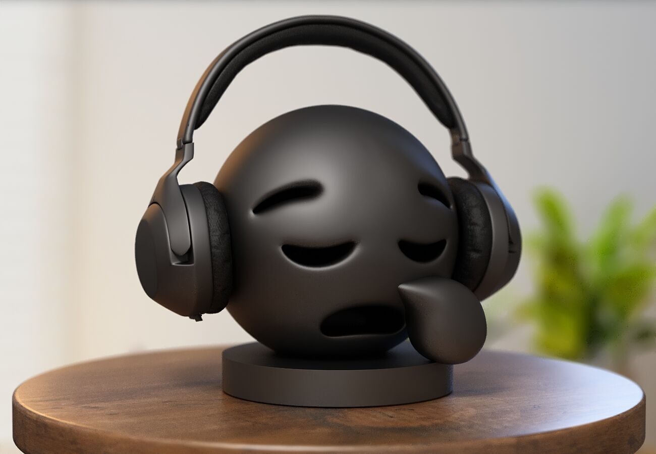 Emoji sleepy face Emoji Headphone Stand 3D print model_3