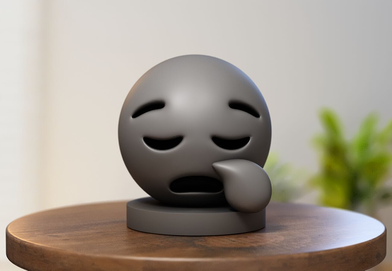 Emoji sleepy face Emoji Headphone Stand 3D print model_2