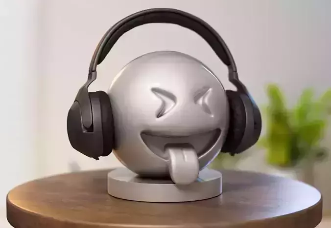 Emoji Stuck-Out Tongue and Closed Eyes Emoji Headphone Stand 3D print model