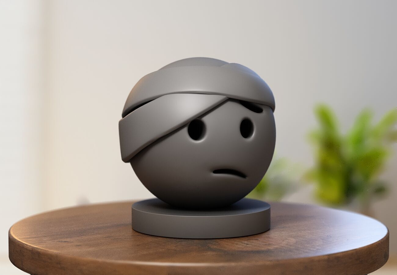 Emoji head-bandage Emoji Headphone Stand 3D print model_1