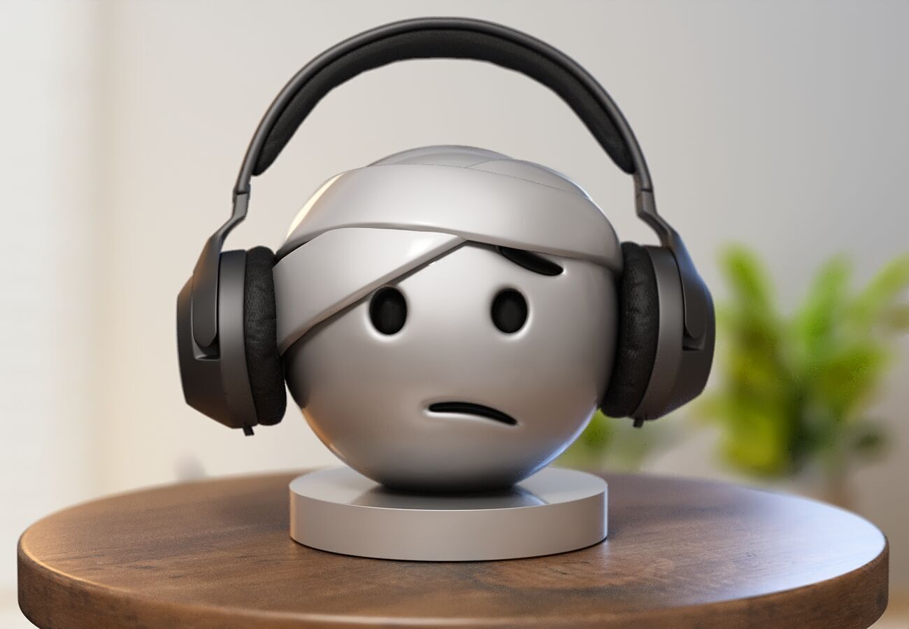 Emoji head-bandage Emoji Headphone Stand 3D print model_2