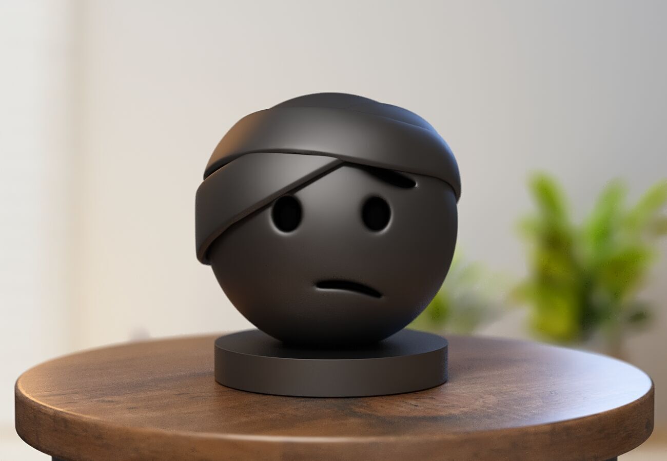 Emoji head-bandage Emoji Headphone Stand 3D print model_3