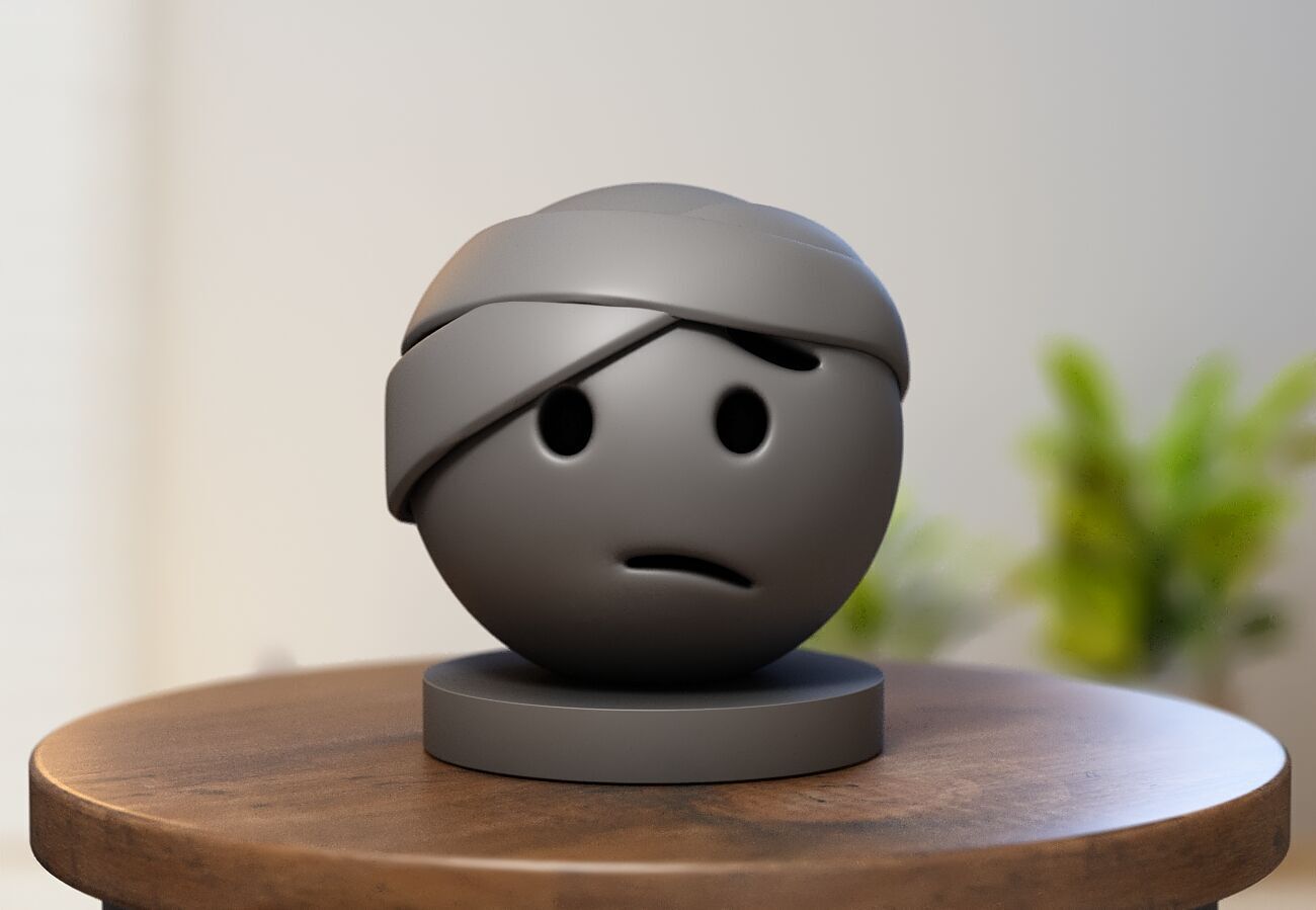 Emoji head-bandage Emoji Headphone Stand 3D print model_4