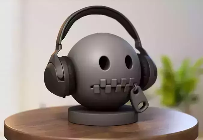 Emoji zipper mouth Emoji Headphone Stand 