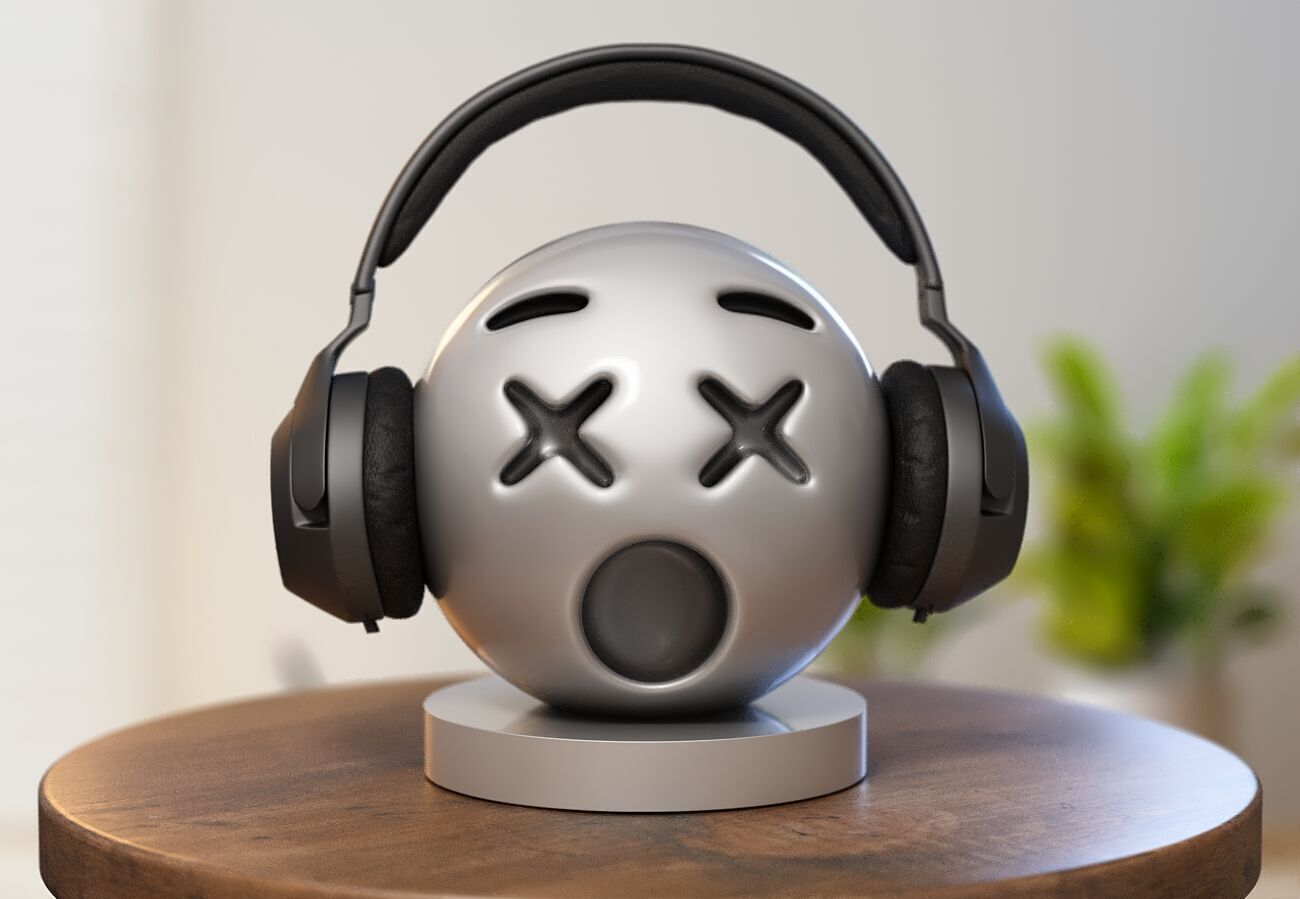 Emoji dizzy face Emoji Headphone Stand 3D print model_1