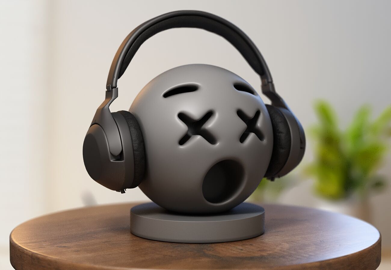 Emoji dizzy face Emoji Headphone Stand 3D print model_4