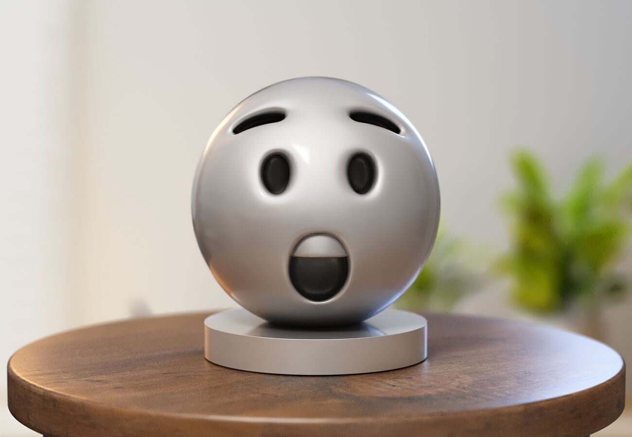 Emoji hushed face Emoji Headphone Stand 3D print model_1