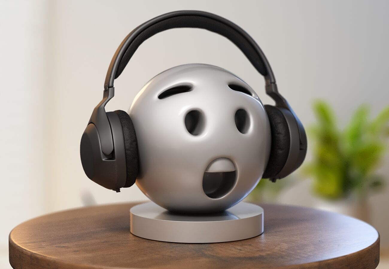 Emoji hushed face Emoji Headphone Stand 3D print model_4