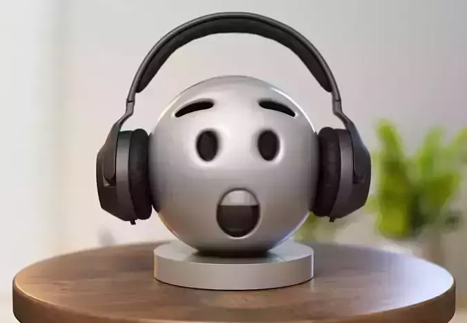Emoji hushed face Emoji Headphone Stand