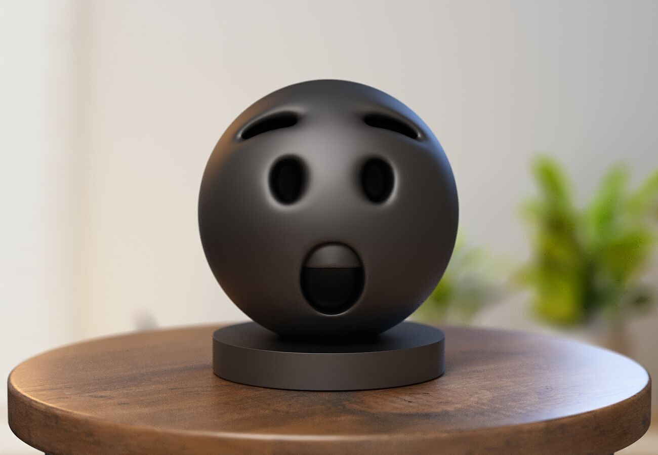 Emoji hushed face Emoji Headphone Stand 3D print model_2