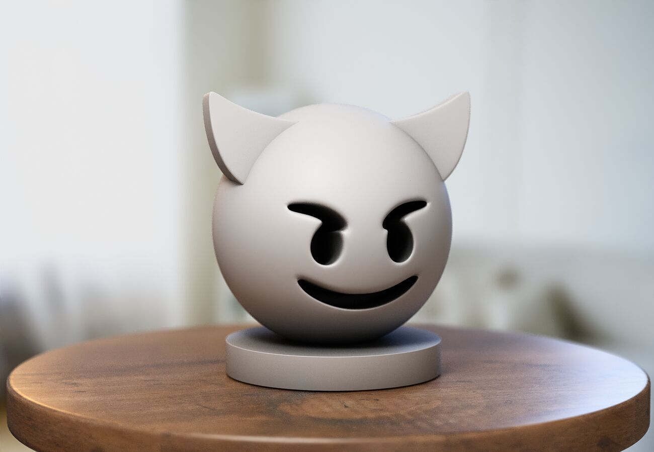Emoji smiling with horns Emoji Headphone Stand 3D print model_4