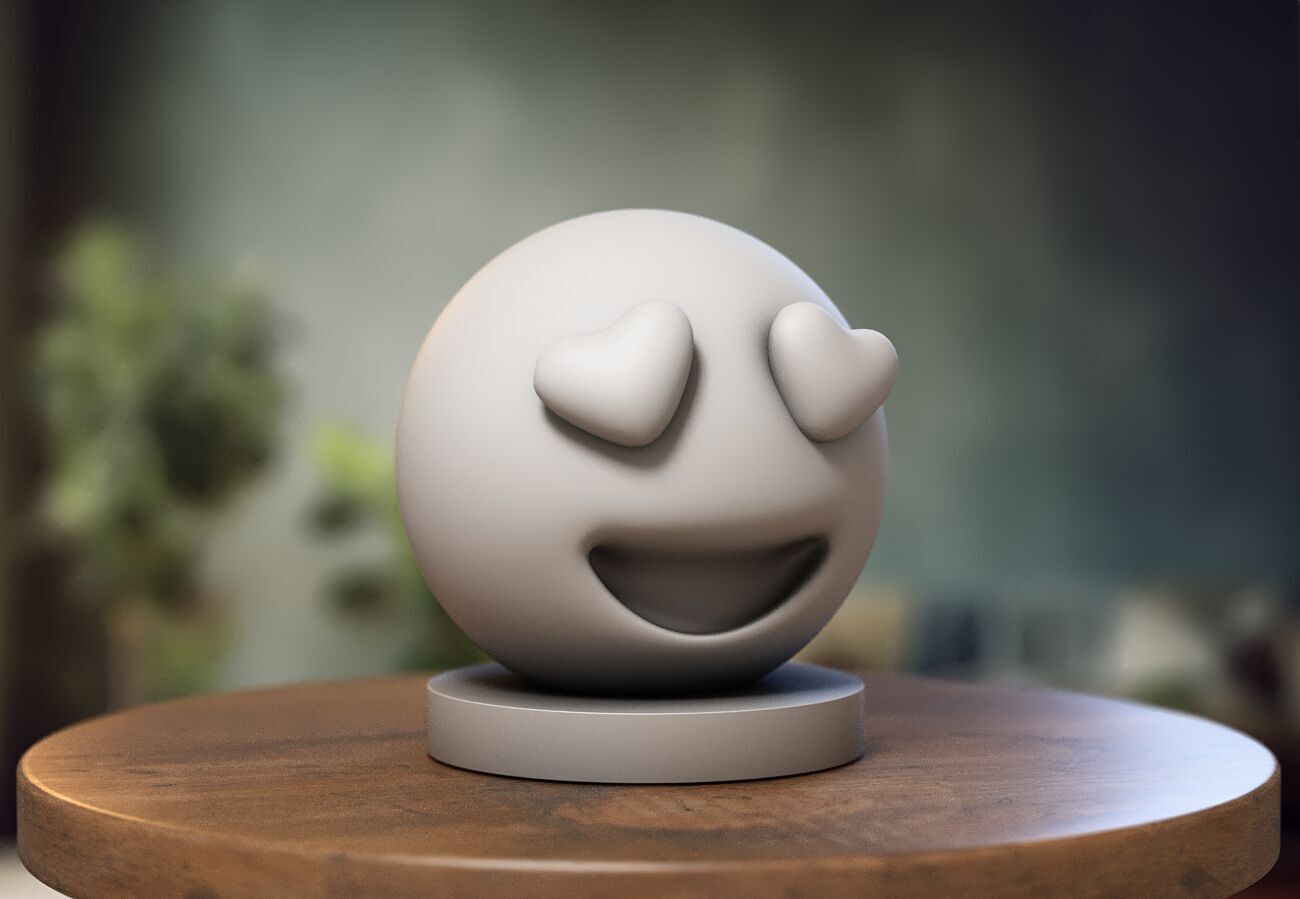 Emoji heart shaped eyes Emoji Headphone Stand 3D print model_3