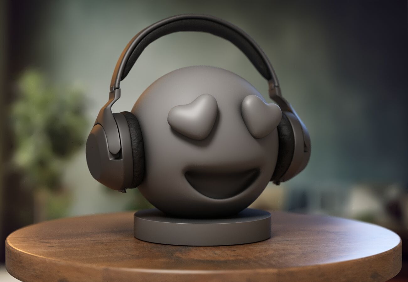 Emoji heart shaped eyes Emoji Headphone Stand 3D print model_2