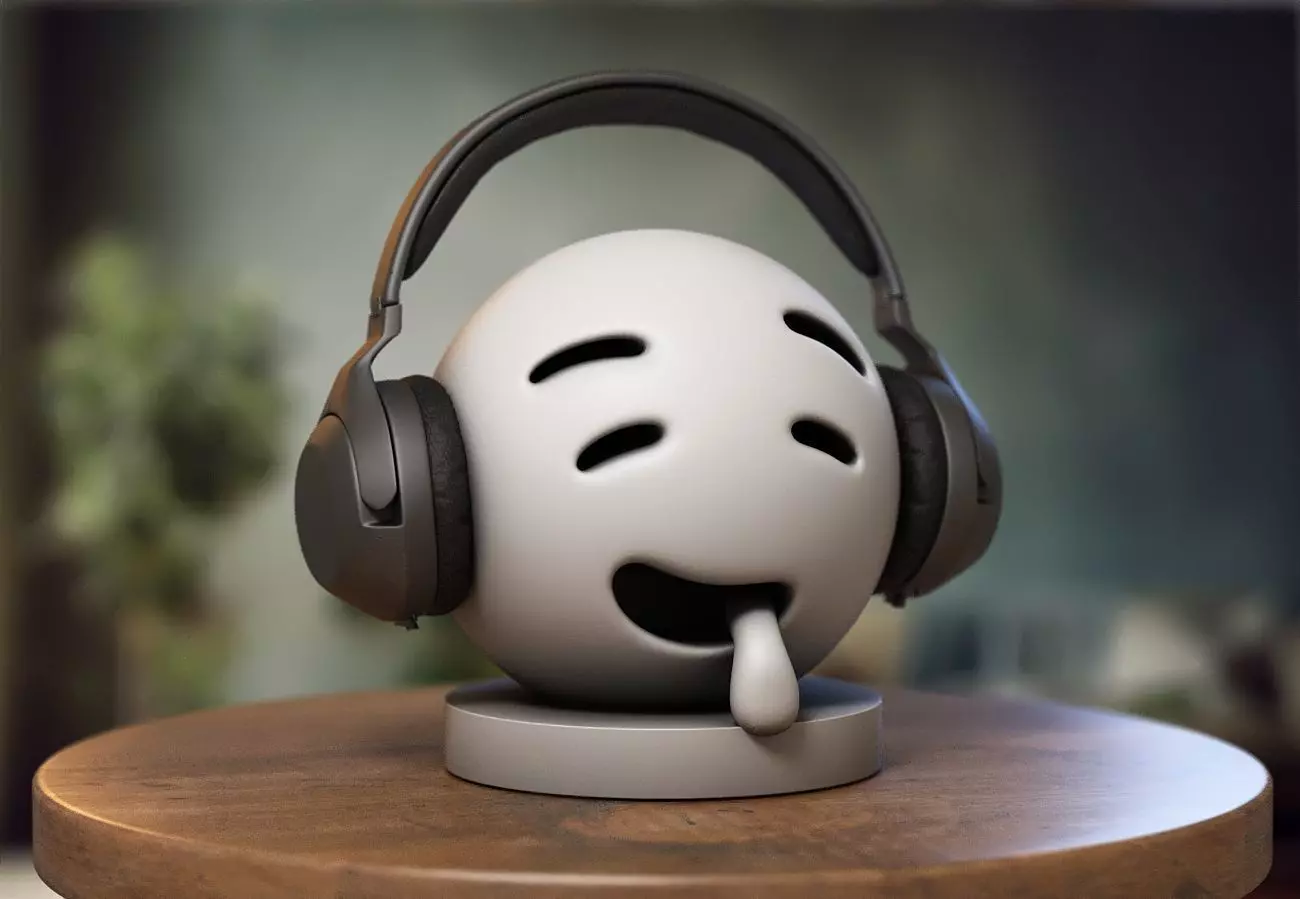 Emoji Drooling Face Emoji Headphone Stand 3D print model