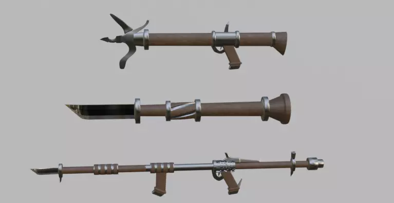 Low Poly Gunblade 3D model_0