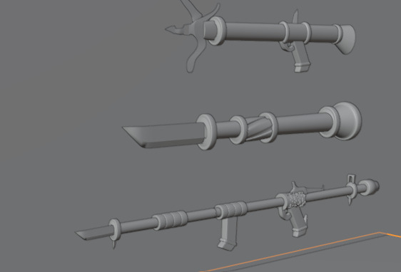 Low Poly Gunblade 3D model_2