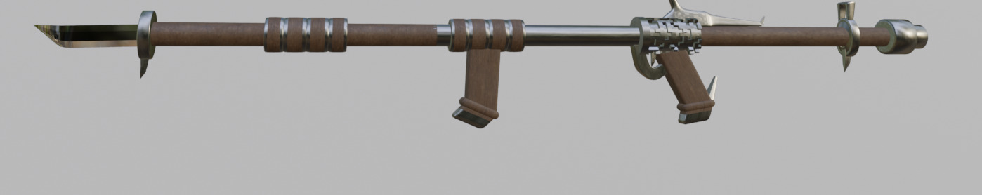 Low Poly Gunblade 3D model_5