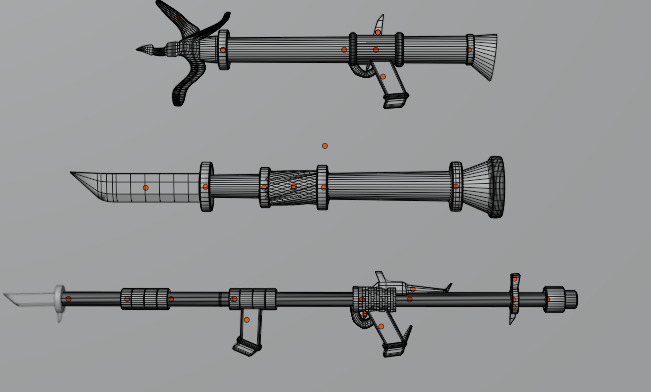 Low Poly Gunblade 3D model_3