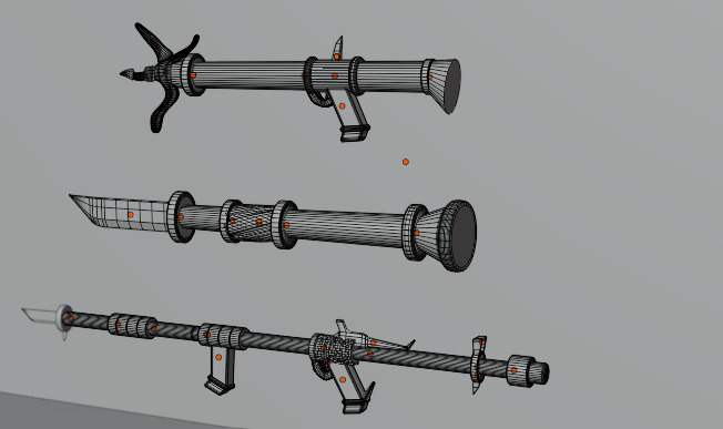 Low Poly Gunblade 3D model_4