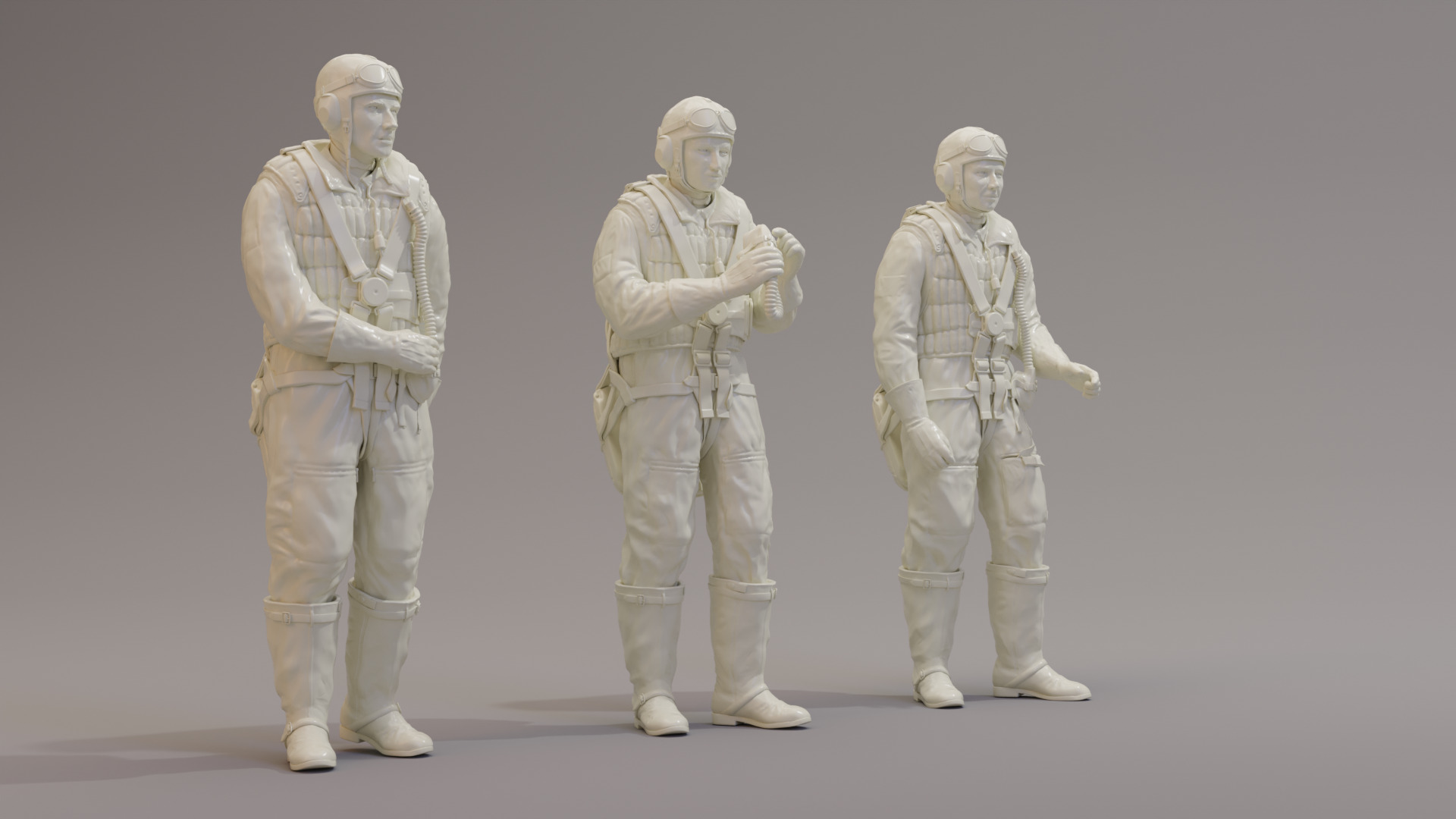 Luftwaffe WWII Aircrew  x 3 3D print model_6