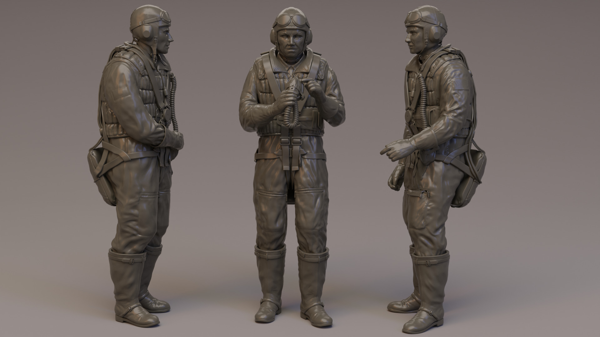 Luftwaffe WWII Aircrew  x 3 3D print model_7