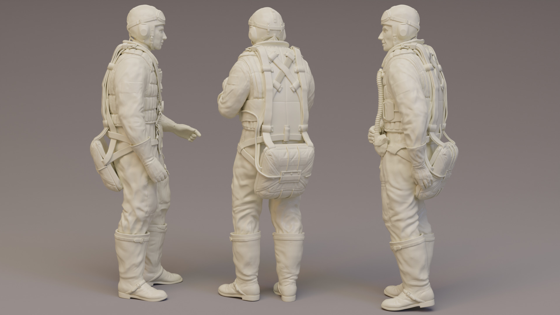 Luftwaffe WWII Aircrew  x 3 3D print model_2