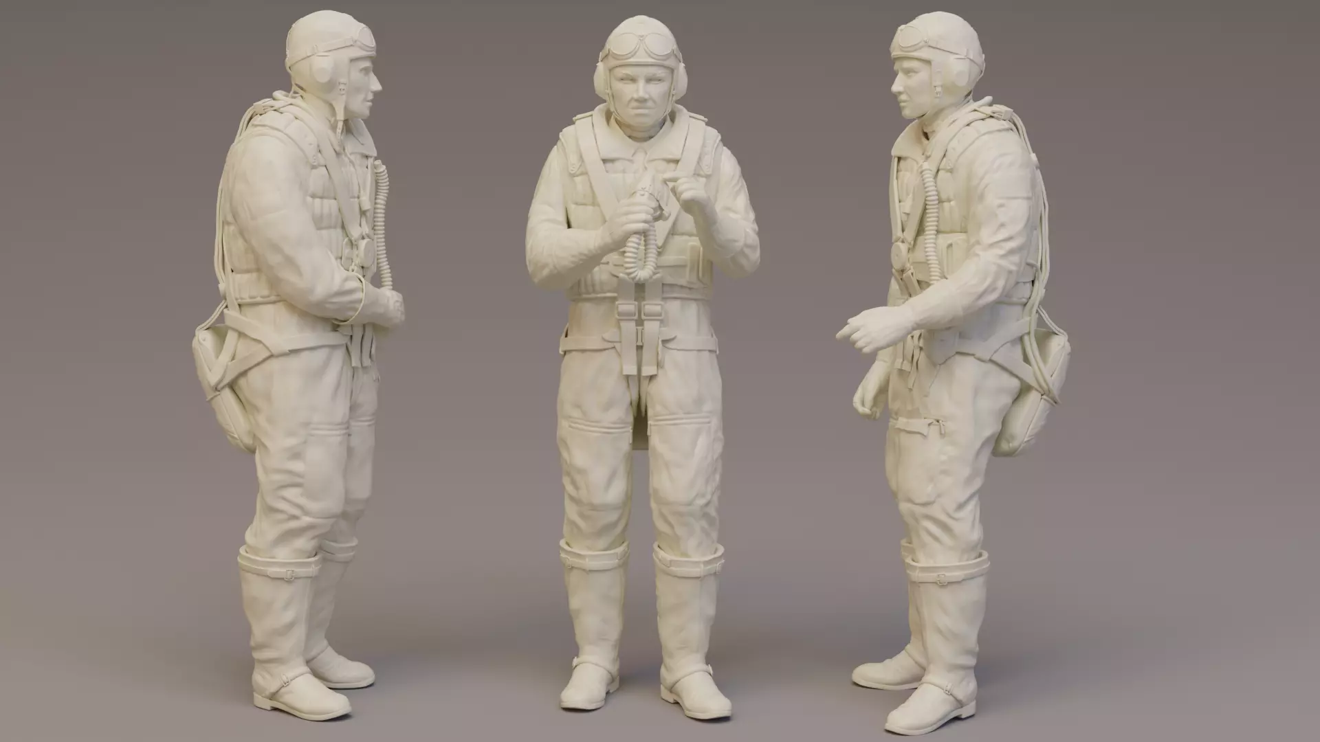 Luftwaffe WWII Aircrew  x 3 3D print model_0