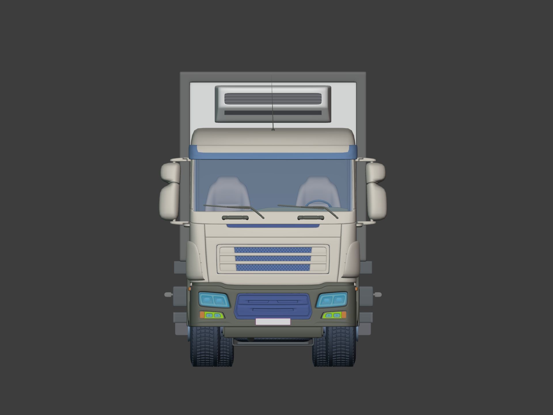 Generic Refrigerator Truck -- Small Container Truck -- Box Truck 3D model_3