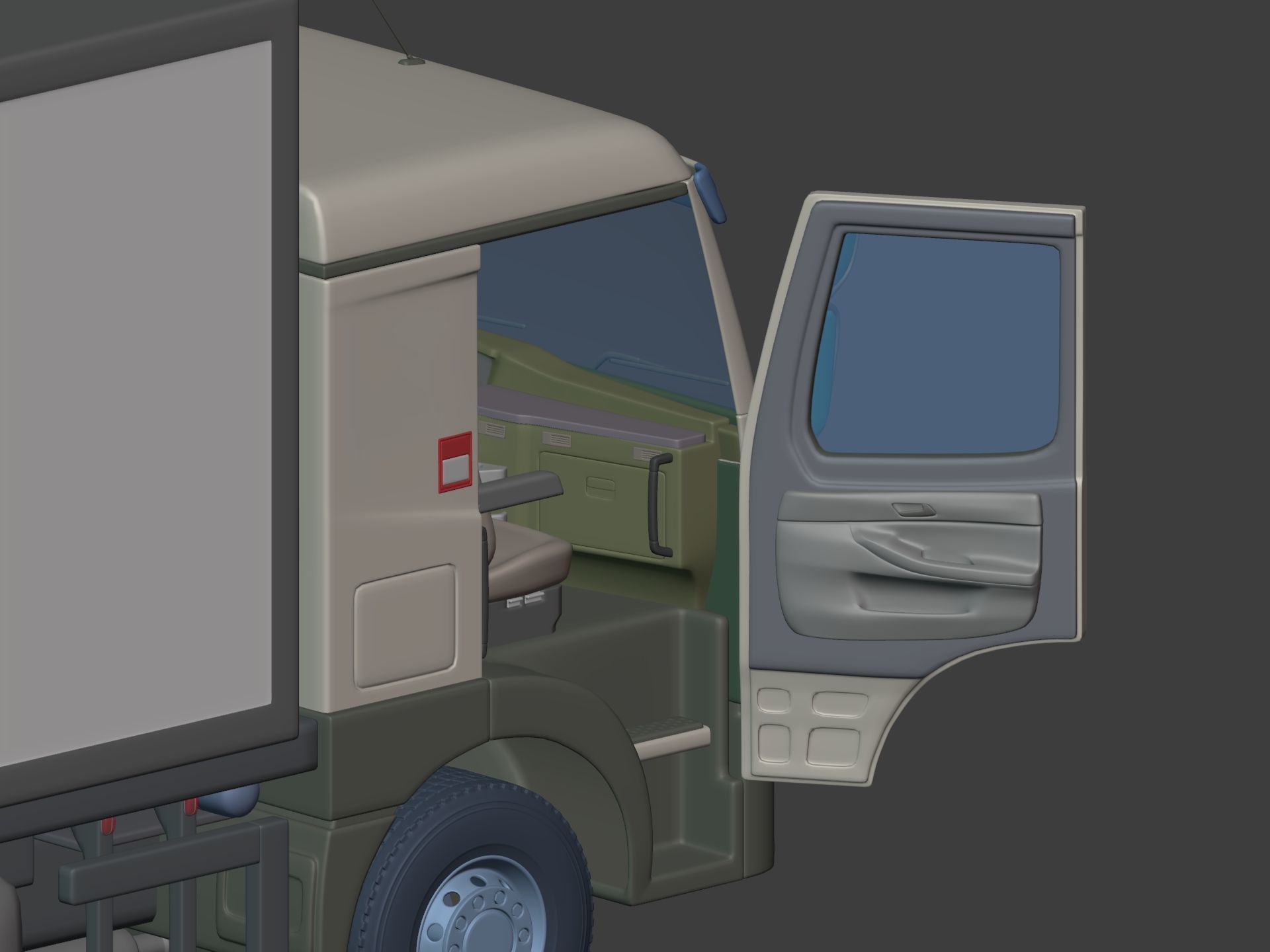 Generic Refrigerator Truck -- Small Container Truck -- Box Truck 3D model_9