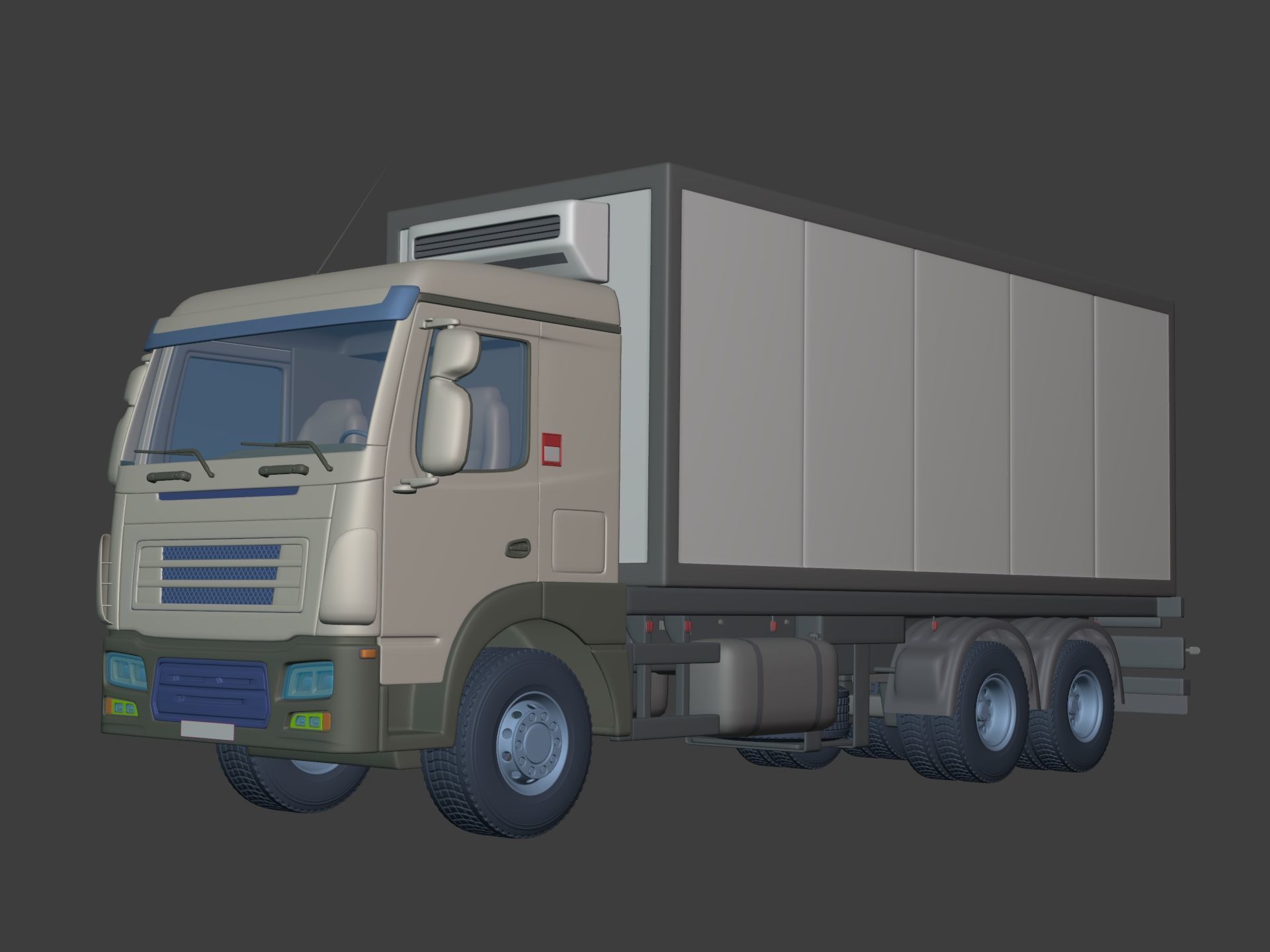 Generic Refrigerator Truck -- Small Container Truck -- Box Truck 3D model_1