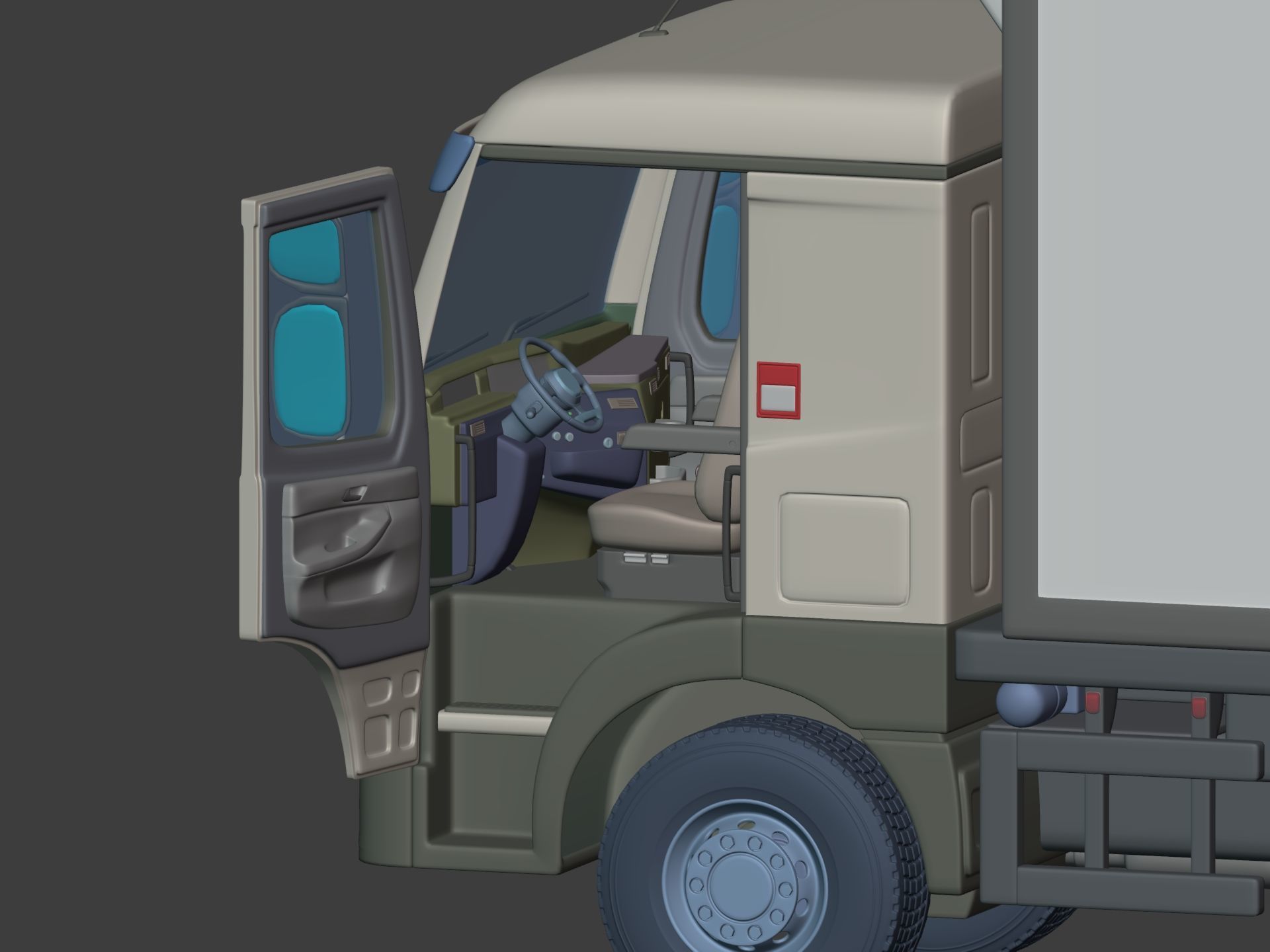 Generic Refrigerator Truck -- Small Container Truck -- Box Truck 3D model_7