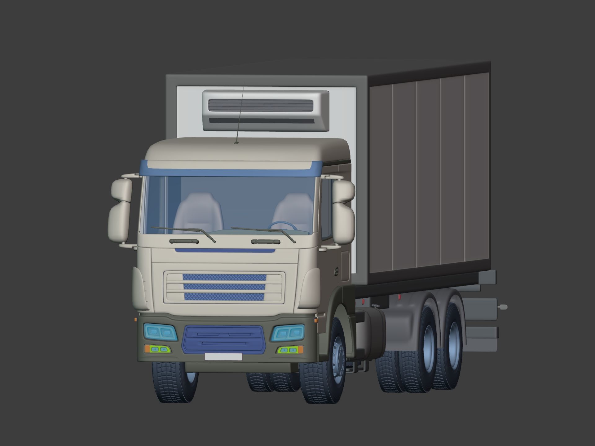 Generic Refrigerator Truck -- Small Container Truck -- Box Truck 3D model_4