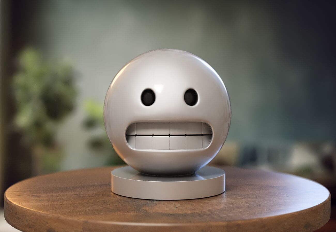 Emoji Grimacing Face Emoji Headphone Stand 3D print model_1