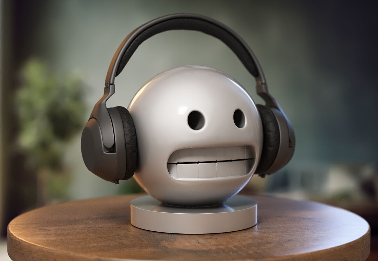 Emoji Grimacing Face Emoji Headphone Stand 3D print model_3
