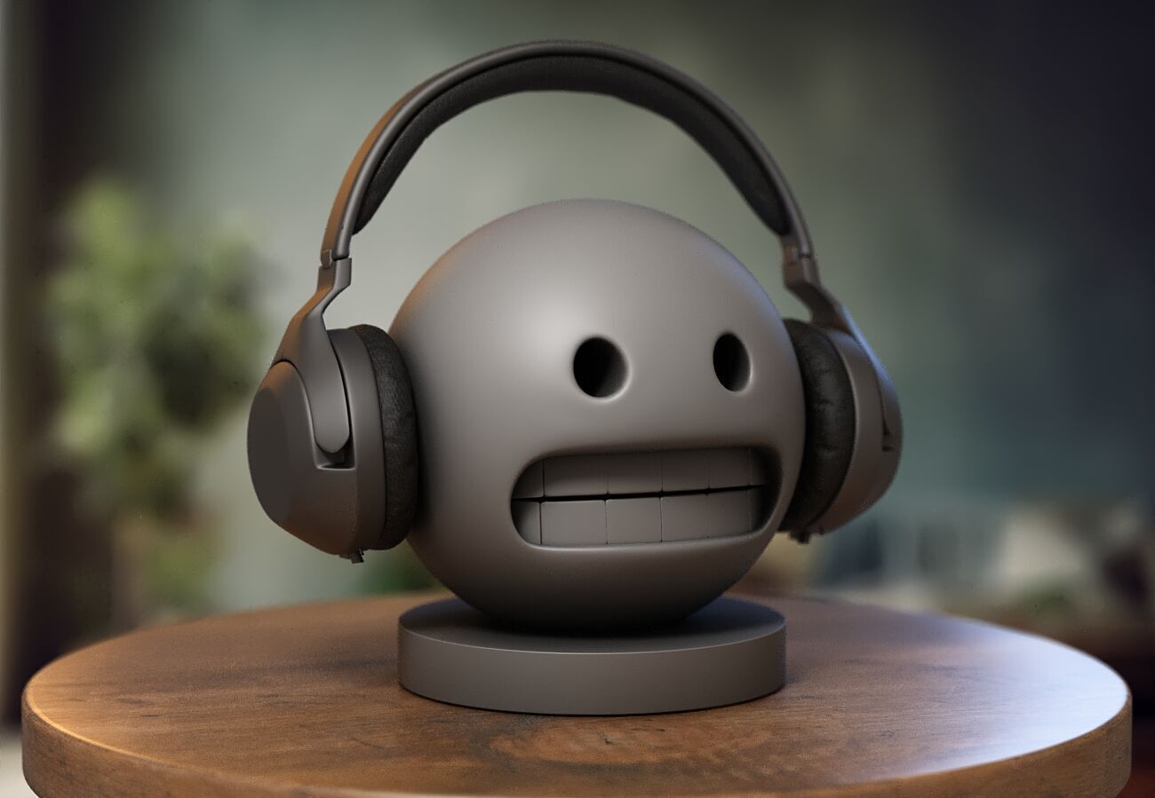 Emoji Grimacing Face Emoji Headphone Stand 3D print model_4