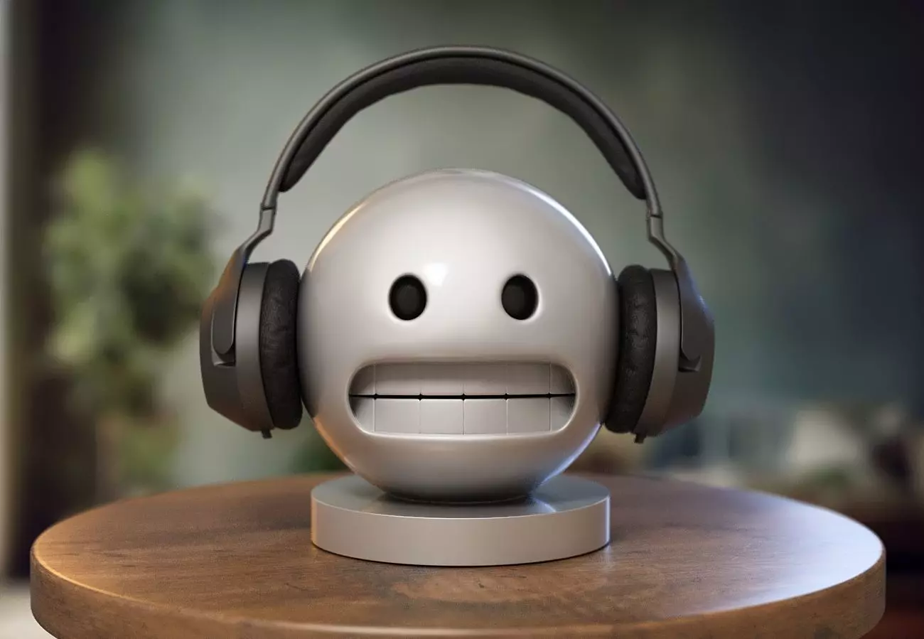 Emoji Grimacing Face Emoji Headphone Stand 3D print model_0