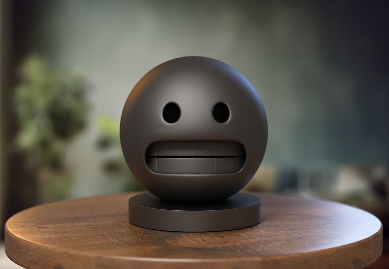 Emoji Grimacing Face Emoji Headphone Stand 3D print model_2