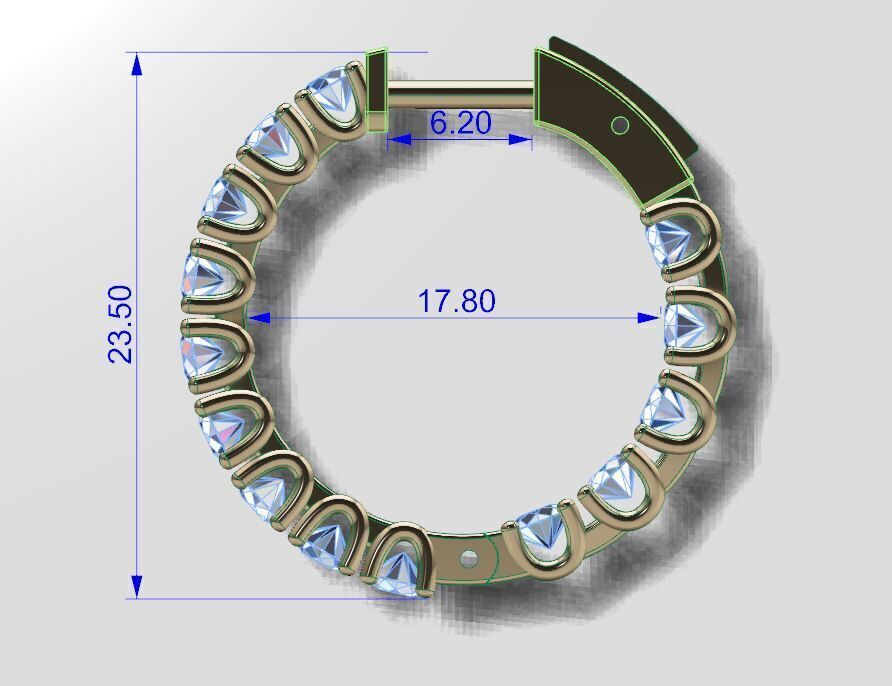 Earrings With a lock and Diamonds  3D print model_6