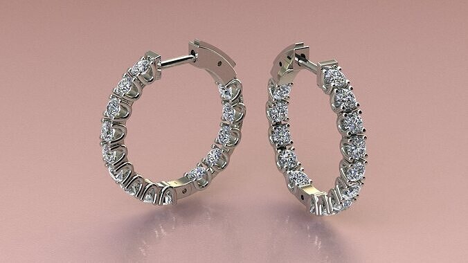 Earrings With a lock and Diamonds  3D print model