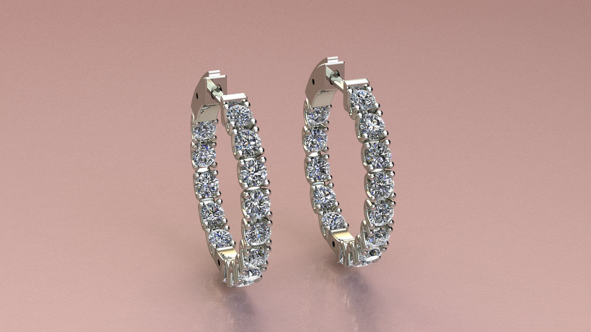 Earrings With a lock and Diamonds  3D print model_1